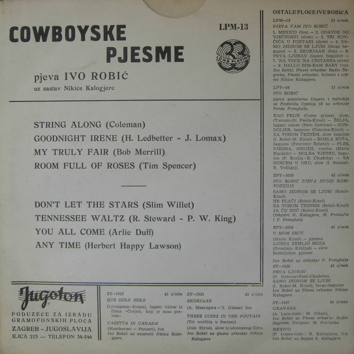 Ivi Robic 1956 Cowboyske pjesme b