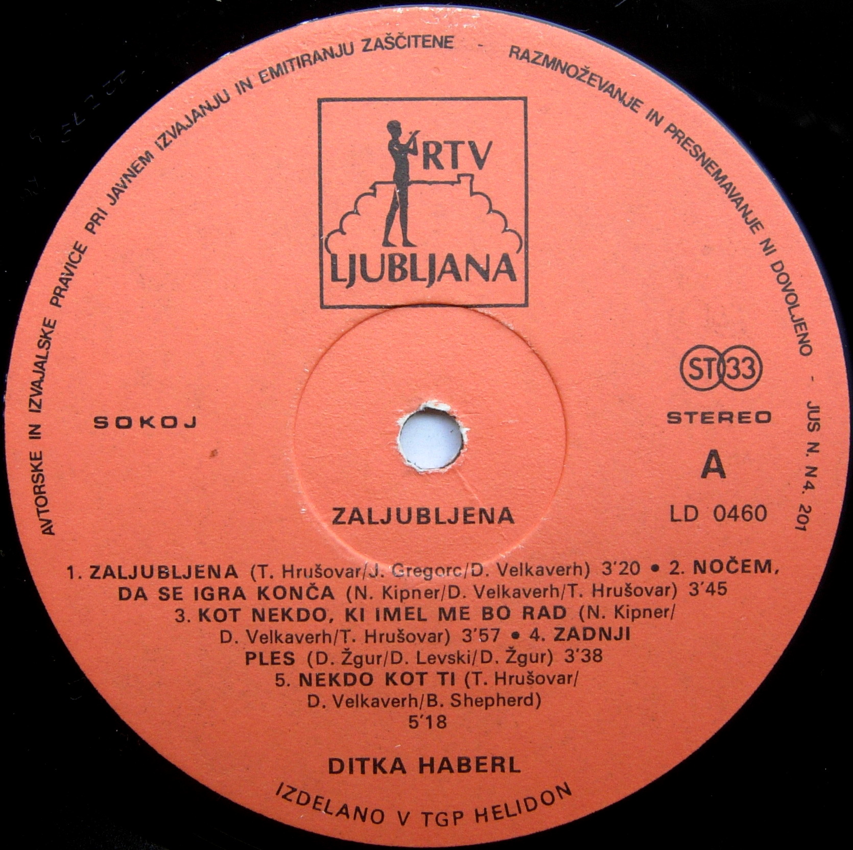 Ditka Haberl Zaljubljena 1979 LP A